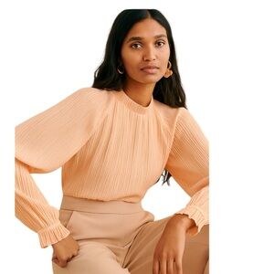 Sézane - Sibie Blouse Pink Pleated Long Sleeve Size 34 (US 2/XS)